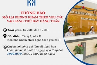 THÔNG BÁO MỞ LẠI PHÒNG KHÁM THEO YÊU CẦU VÀO SÁNG THỨ BẢY HÀNG TUẦN